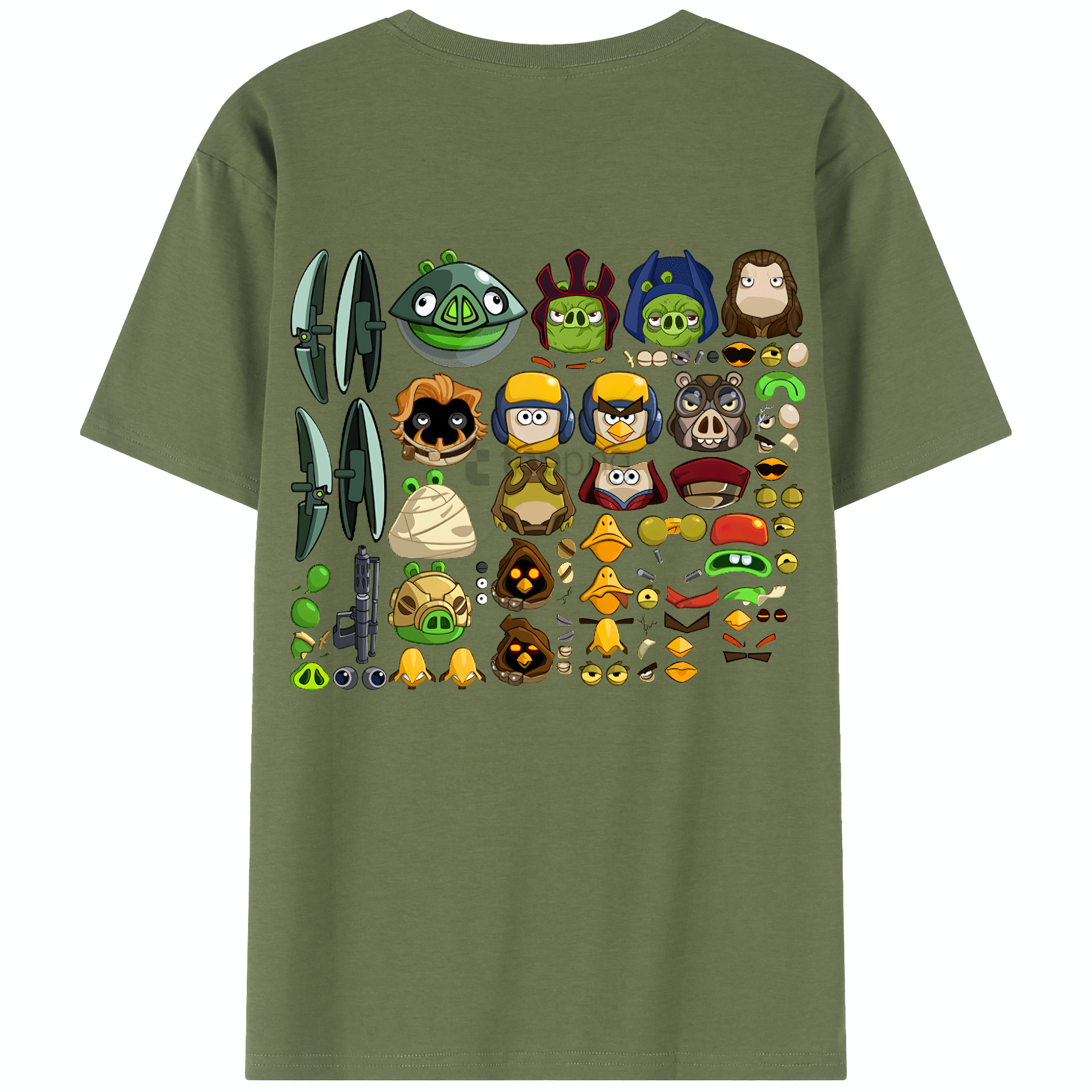 （画像用） Angry Birds アングリーバード 綿100％半袖Tシャツ（背面プリント）